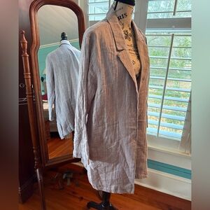 Light Tan/Cream Linen Longline Women's Jacket